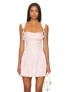 For Love & Lemons Pink and White Mini Dress - Size XS